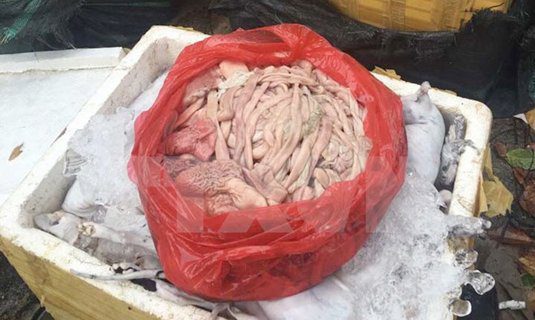 Một lô hàng thực phẩm bẩn bị thu giữ ở Thanh Hóa. (Nguồn: TTXVN)