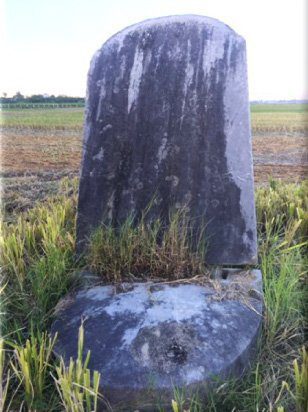 Mặt sau tấm bia xác xơ rơm dạ với vết hở theo thời gian.