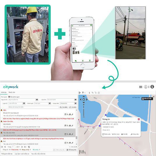Hình 2. Ứng dụng công nghệ GIS vào quản lý vận hành Hệ thống CSCC tại Hà Nội.