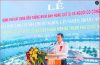 Ông Bùi Thanh Trúc, Chủ tịch HĐQT, Tổng GĐ Tập đoàn DONACOOP, đơn vị tài trợ xây dựng Đền tưởng niệm Anh hùng liệt sĩ và người có công tỉnh Cà Mau, phát biểu tại buổi lễ. Ảnh NM