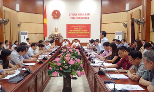 Hội trường buổi họp báo tổng kết quý 1 năm 2017 Thanh Hóa