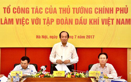 Bộ trưởng, Chủ nhiệm Văn phòng Chính phủ Mai Tiến Dũng phát biểu tại buổi làm việc với Tập đoàn Dầu khí quốc gia Việt Nam.