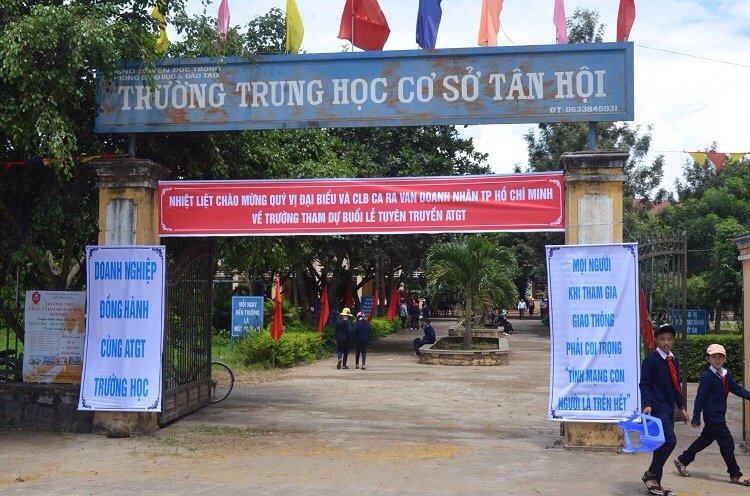 Trường THCS Tân Hội - nơi diễn ra sự kiện an toàn giao thông học đường lần II