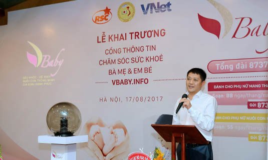 Ông Dương Anh Đức, Tổng GĐ Cty CP VNet thay mặt cho Dự án VBaby phát biểu cám ơn đại biểu.