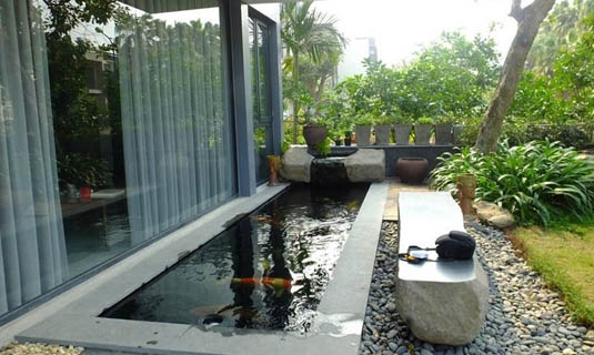 Mẫu thiết kế hồ cá koi mini hình chữ nhật - sản phẩm của jppark group