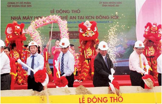 Khởi công xây dựng Nhà máy Tôn Hoa Sen tại KCN Đông Hồi (TX Hoàng Mai - Nghệ An)