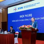 Ông Nguyễn Đình Nhân, tổng giám đốc tập đoàn điện lực Việt Nam đánh giá cao công tác tư pháp tại hội nghị tổng kết 5 năm thực hiện công tác pháp chế