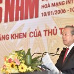 Phó Thủ tướng Thường trực Chính phủ Trương Hòa Binh phát biểu chúc mừng Cổng TTĐT Chính phủ
