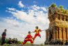 Một buổi tập luyện của thầy trò võ đường Việt Anh tại khuôn viên tháp Bánh Ít huyện Tuy Phước